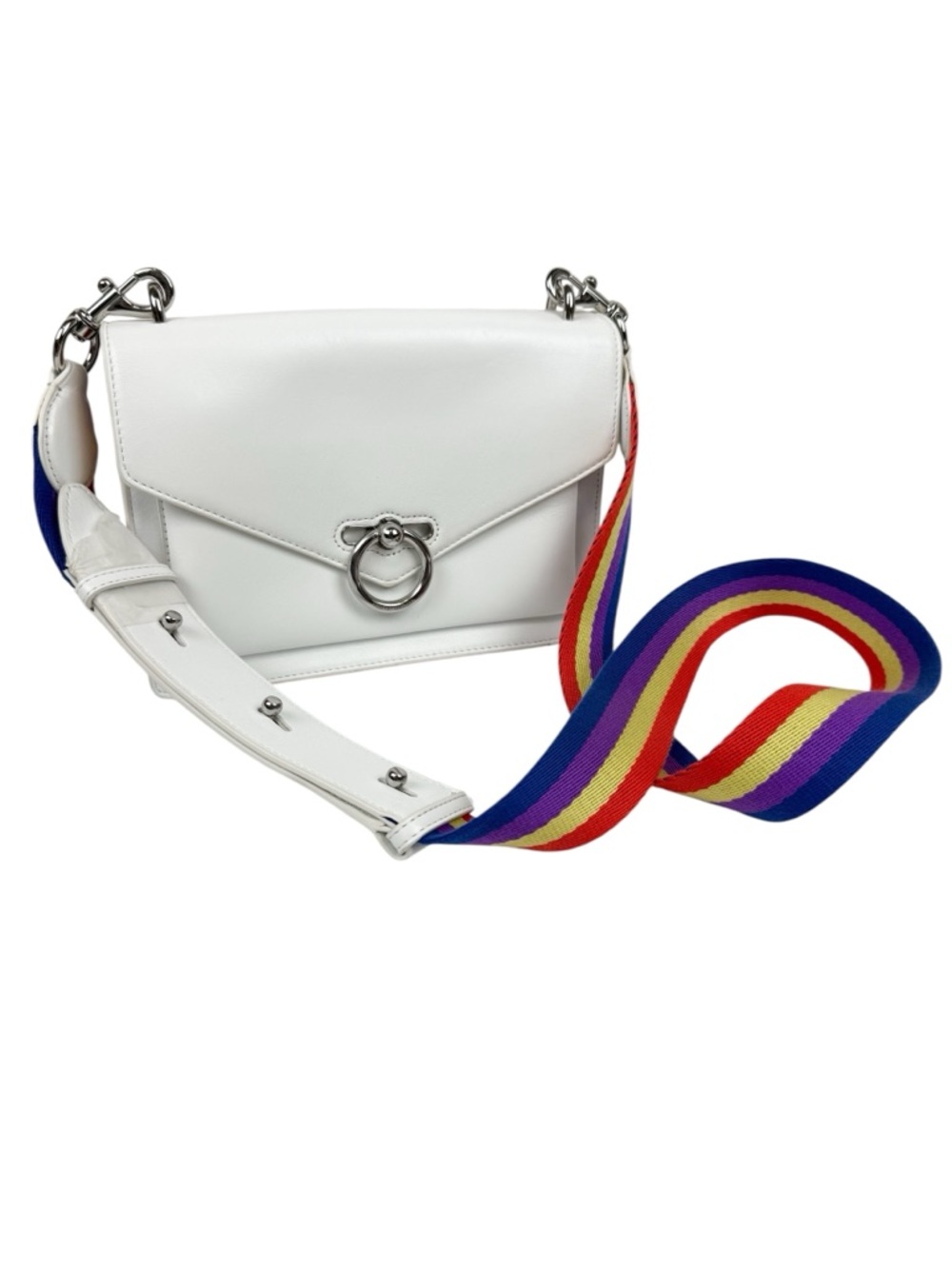 Rebecca Minkoff Jean White Leather Shoulder Crossbody Bag Purse Rainbow Pride